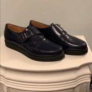 Deep Navy Blue Leather Loafers